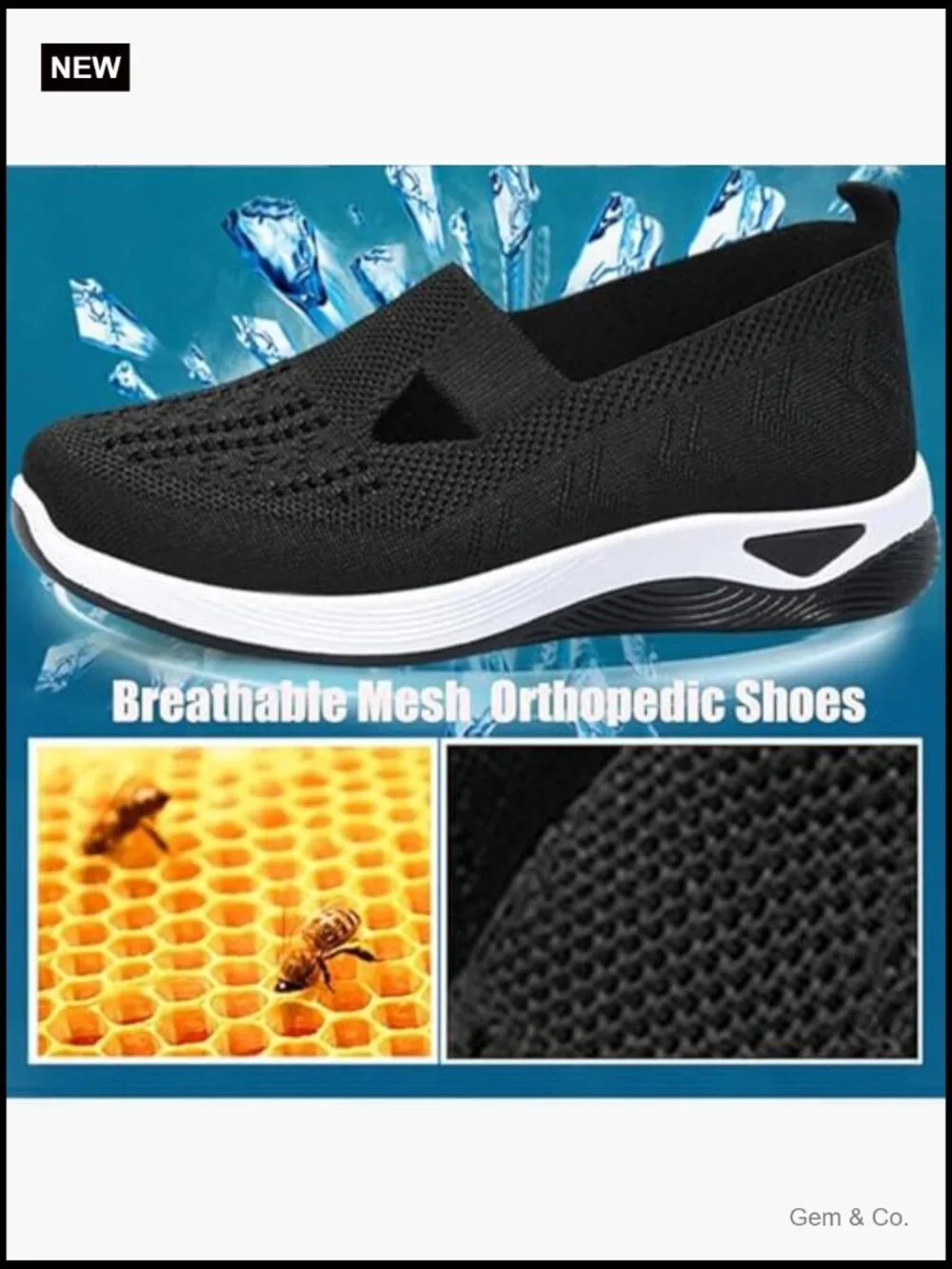 Women's Orthopedic Walking Shoes Breathable Arch Support Slip On Comfort
